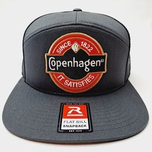 Copenhagen Richardson 7 Panel Flat Bill Trucker Mesh Snapback Black Gray